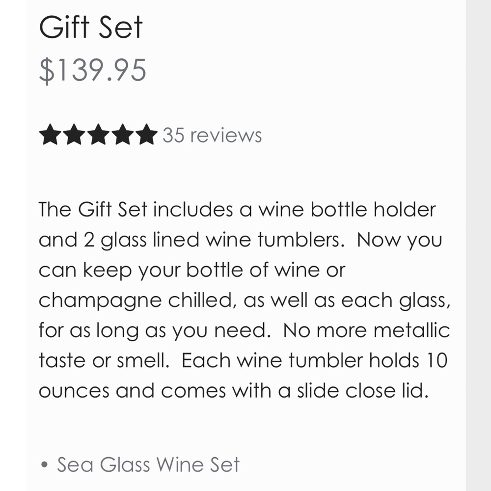 Brand new in box Vinglace wine chiller gift set